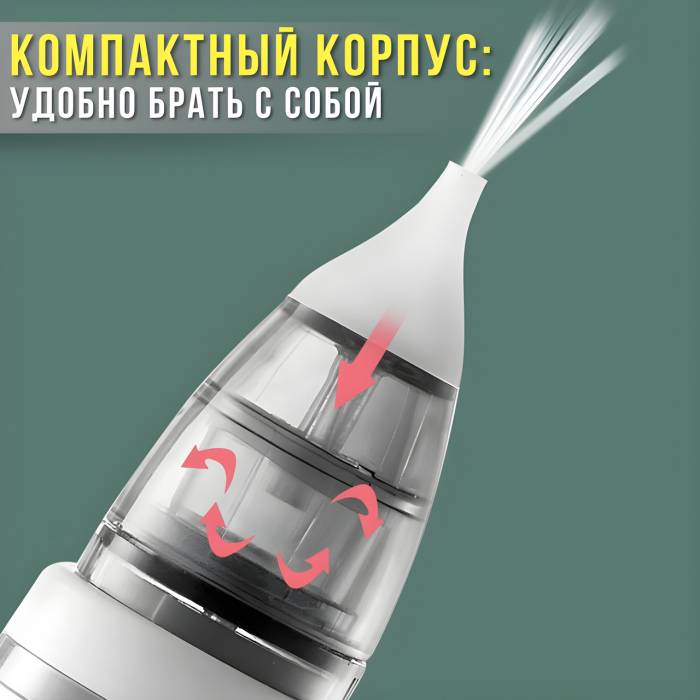 Детский назальный аспиратор с LED-дисплеем, регулятором мощности и 3 насадками