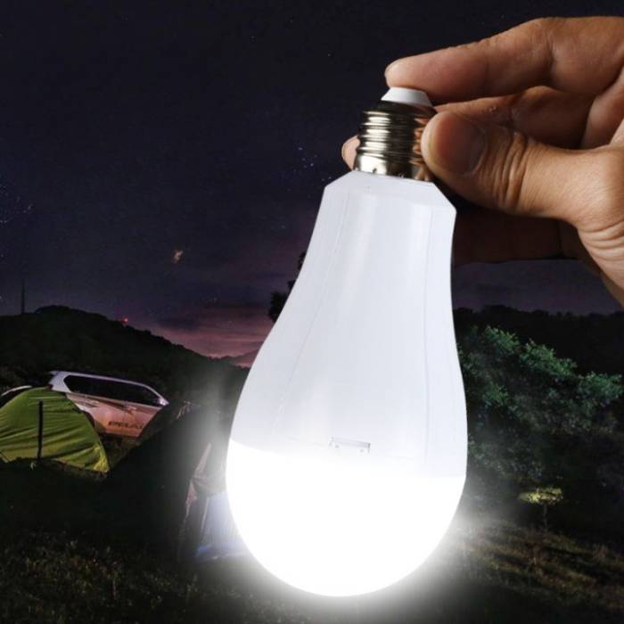 Акумуляторна аварійна світлодіодна LED лампочка 20W E27 з 2 акумуляторами