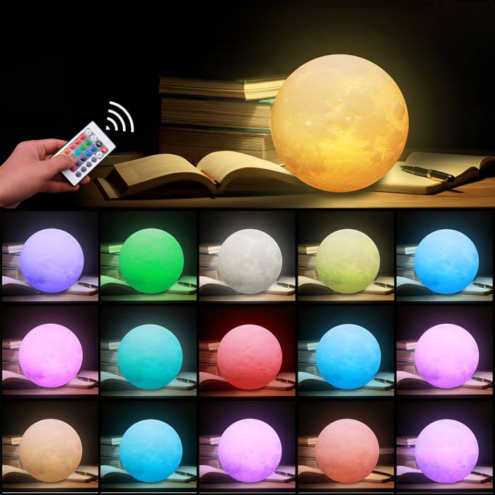 Настільний 3D-нічник-лампа з RGB-підсвіткою і пультом Magic Moon Білий