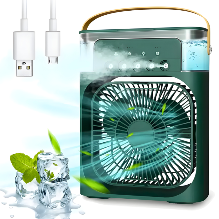 Портативний міні-кондиціонер із підсвічуванням Mini Air Conditioner Вентилятор із зволожувачем повітря Зелений