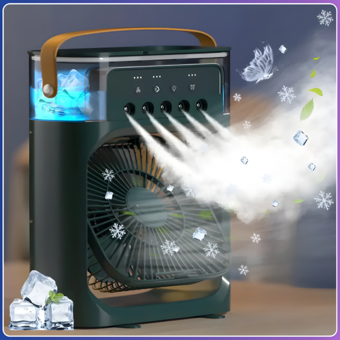 Портативний міні-кондиціонер із підсвічуванням Mini Air Conditioner Вентилятор із зволожувачем повітря Зелений