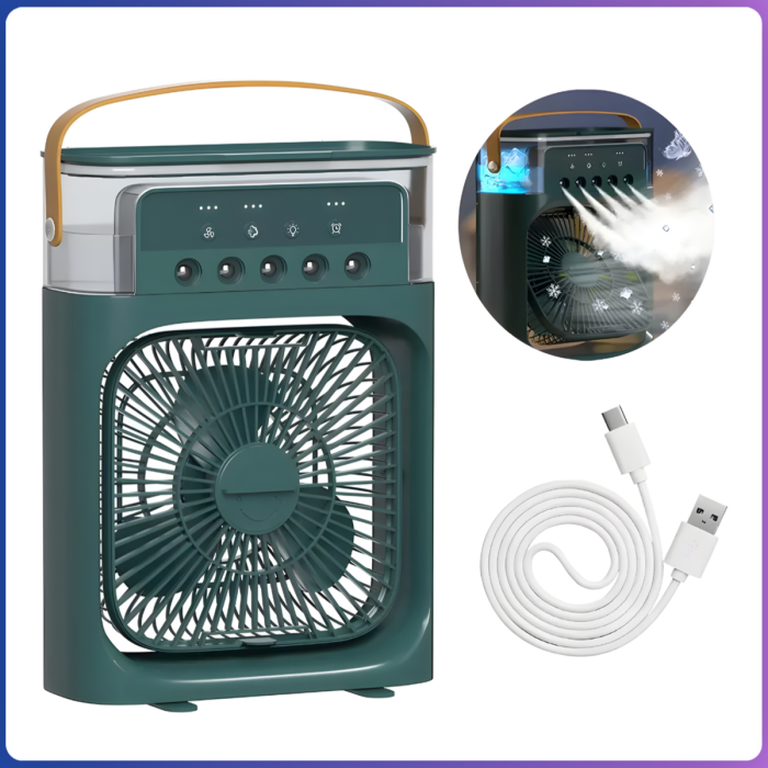 Портативний міні-кондиціонер із підсвічуванням Mini Air Conditioner Вентилятор із зволожувачем повітря Зелений