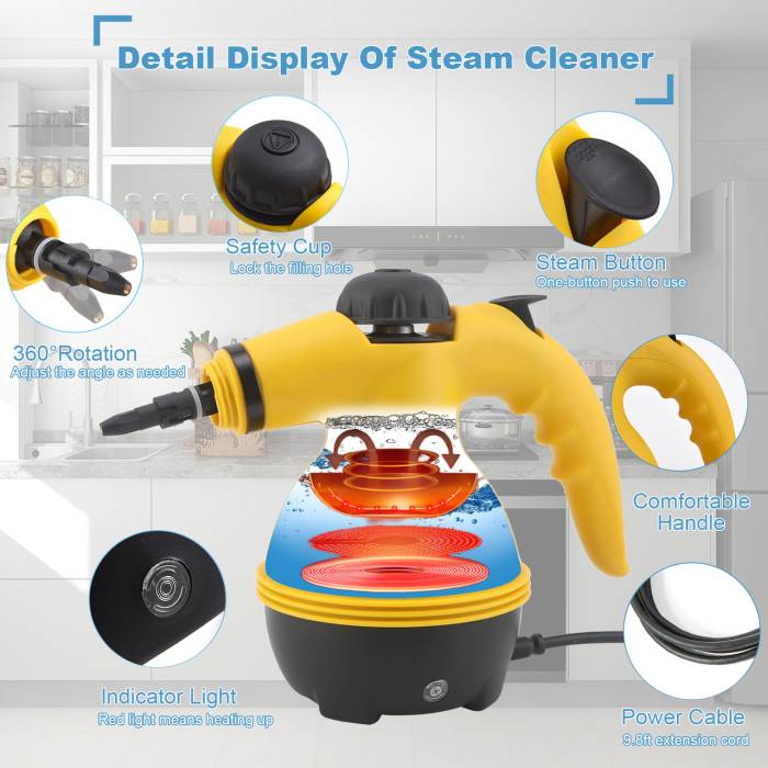 Многофункціональний пароочисник з різними насадками Steam Cleaner 350мл 1000Вт Електричний пароочисник