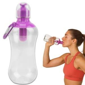 Пластикова пляшка для води з фільтром та карабіном 550 мл Bottle Спортивна пляшка для води Фіалковий50