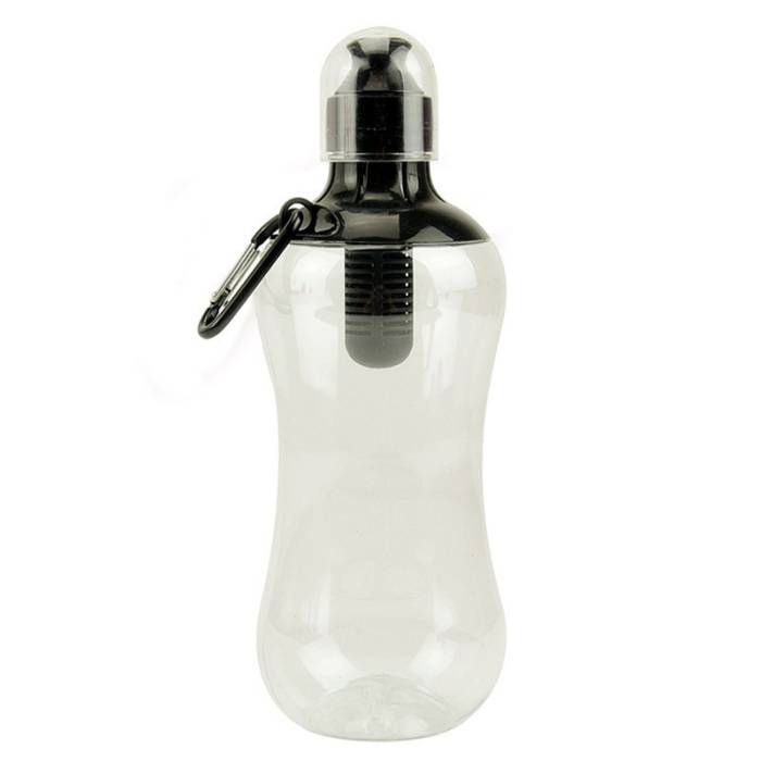 Пластикова пляшка для води з фільтром та карабіном 550 мл Bottle Спортивна пляшка для води Чорний