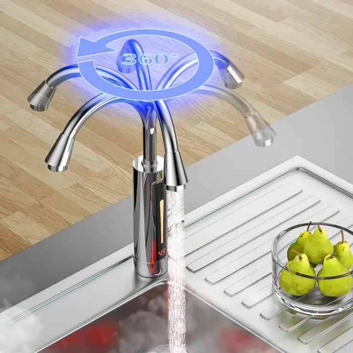 Электрический проточный кран-водонагреватель Water Heater Кран бойлер с дисплеем и нижним подключением