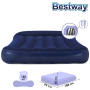 Надувной одноместный велюровый матрас с подголовником Bestway 67680 без насоса 188 x 99 x 30 см Синий