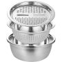Багатофункціональний кухонний набір з нержавіючої сталі 3 в 1 Metal Basket Cutter Миска друшляк і тертка