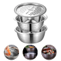 Багатофункціональний кухонний набір з нержавіючої сталі 3 в 1 Metal Basket Cutter Миска друшляк і тертка