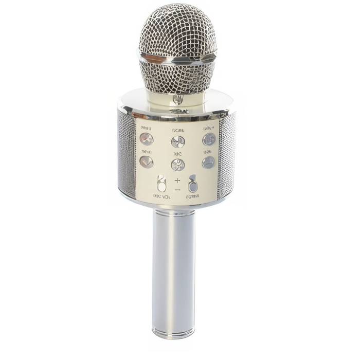 Беспроводной караоке микрофон Wster WS-858 Bluetooth Портативный караоке-микрофон с динамиком Серебро
