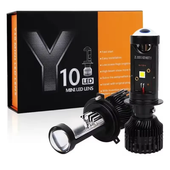 Світлодіодні автомобільні лампи H4 Y10 Pro LED з лінзою Mini лінзи 6000K 16000Lm 12-24V