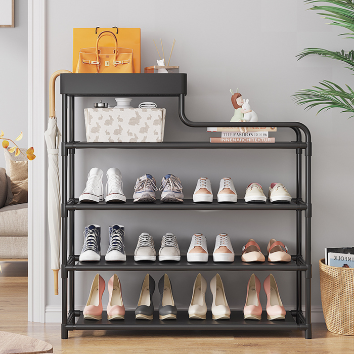Підлогова металева полиця для взуття 5 ярусів 76х59х21 см Shoe rack BLACK