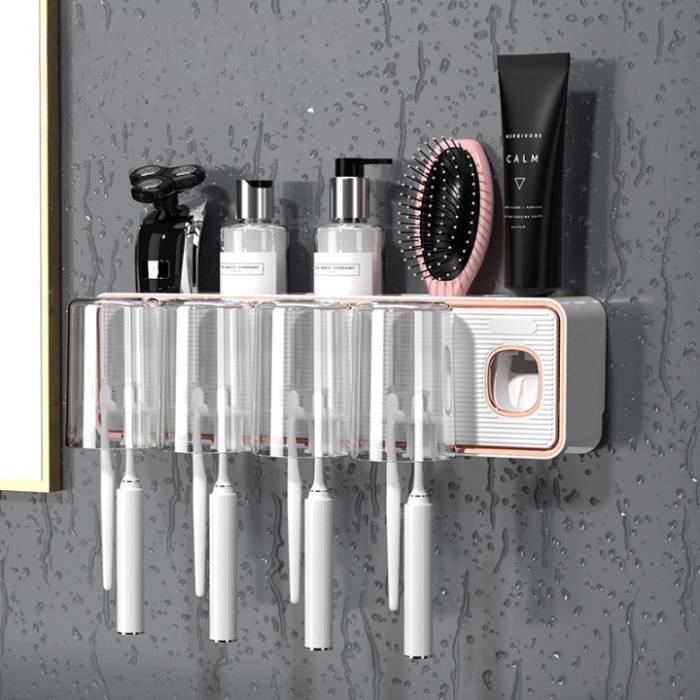 Диспенсер для зубного приладдя з 4 склянками Toothbrush holder 223-55 Органайзер для ванни