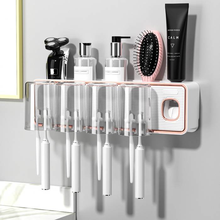 Диспенсер для зубного приладдя з 4 склянками Toothbrush holder 223-55 Органайзер для ванни