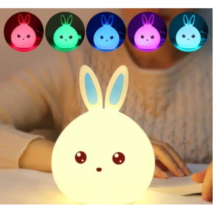 Силіконовий дитячий нічник LED Rabbit Soft Touch Зайчик з вбудованим акумулятором