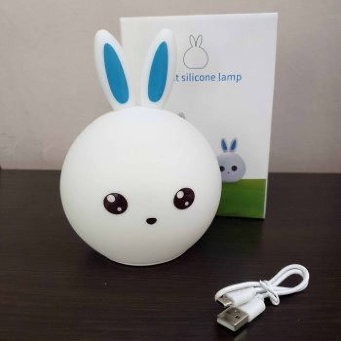 Силіконовий дитячий нічник LED Rabbit Soft Touch Зайчик з вбудованим акумулятором