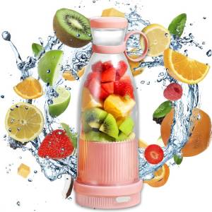 Бутылка-блендер на аккумуляторе для коктейлей и смузи Mini Juicer Розовый 420 мл