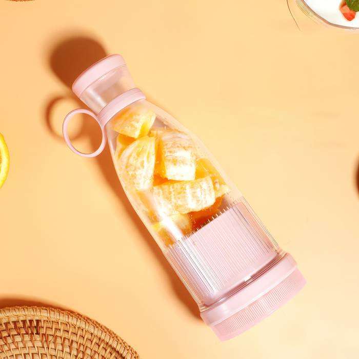 Пляшка-блендер на акумуляторі для коктейлів та смузі Mini Juicer Рожевий 420 мл