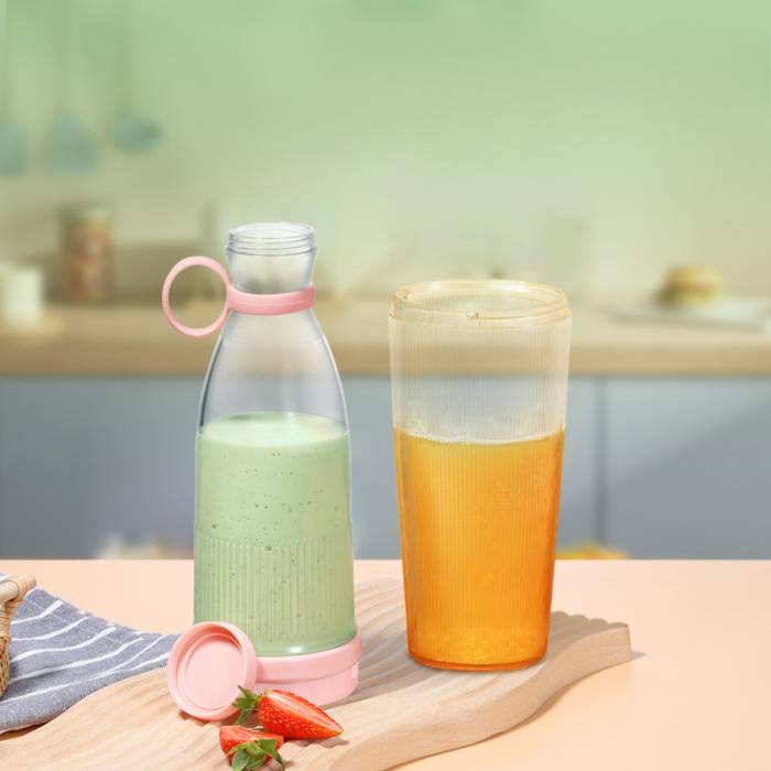 Пляшка-блендер на акумуляторі для коктейлів та смузі Mini Juicer Рожевий 420 мл