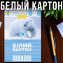 Білий картон А4 на 8 аркушів односторонній "Коленкор"