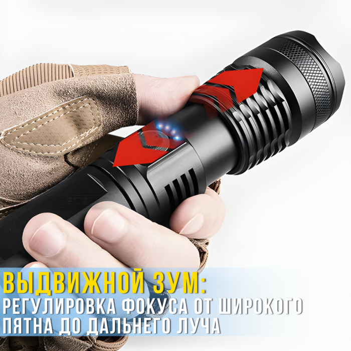 Ручний тактичний ліхтар з регулюванням фокусу променя та п'ятьма режимами роботи Bailong 1х18650 BL-X71-P50