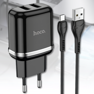 Зарядний пристрій USB×2 з підтримкою швидкої зарядки та кабелем USB-microUSB Hoco N4 Aspiring