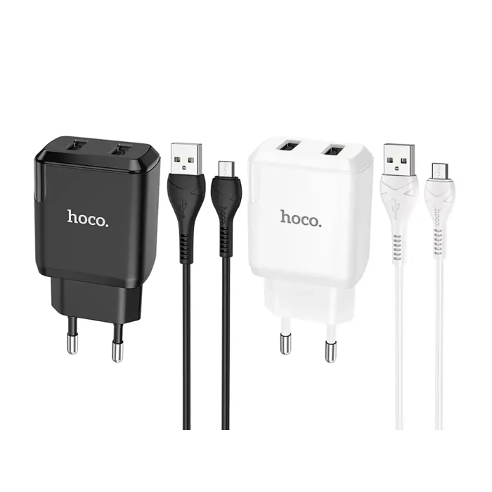 Зарядний пристрій 220В USBx2 з кабелем USB - micro USB Hoco N7 Speedy