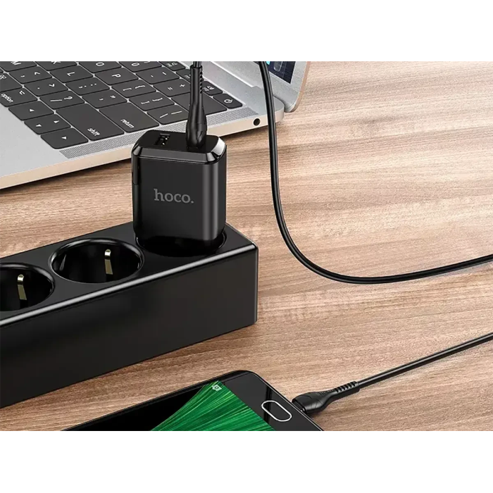 Зарядний пристрій 220В USBx2 з кабелем USB - micro USB Hoco N7 Speedy