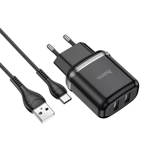 Зарядное устройство 220В USBx2 с кабелем USB - Type-C Hoco N4 Aspiring