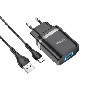 Зарядний пристрій 220В USBx1 з кабелем USB - Type-C Hoco N1 Ardent