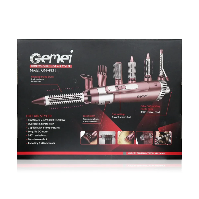 Фен стайлер 7 в 1 2200Вт Gemei GM-4831