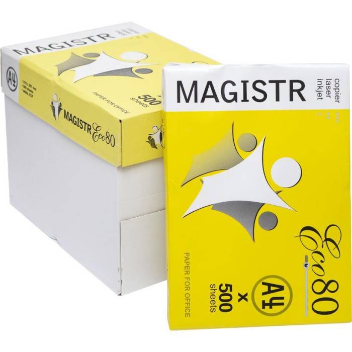 Папір для ксерокса щільність 80г/м² офсетний на 500 аркушів А4 Magistr Eco 80 в упаковці 500 аркушів