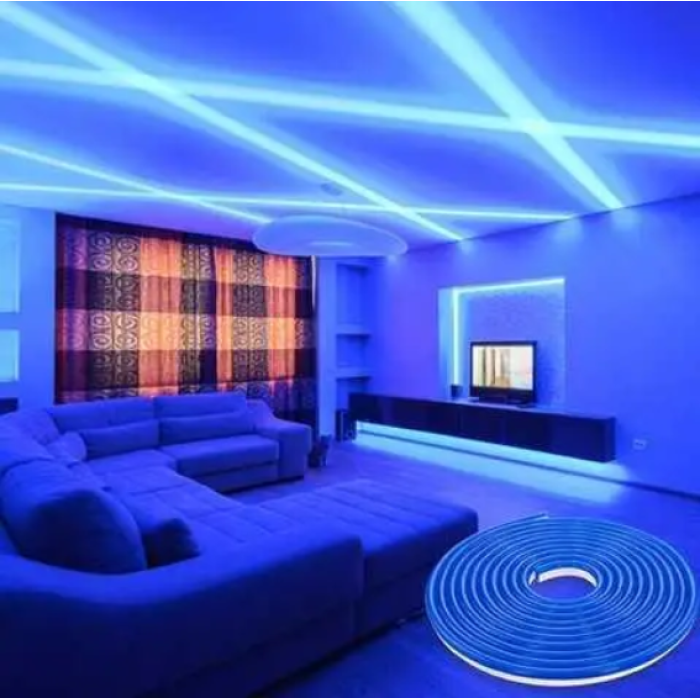 Стрічка силіконова LED NEON 5M Blue Світлодіодна смуга синя 12V-220V