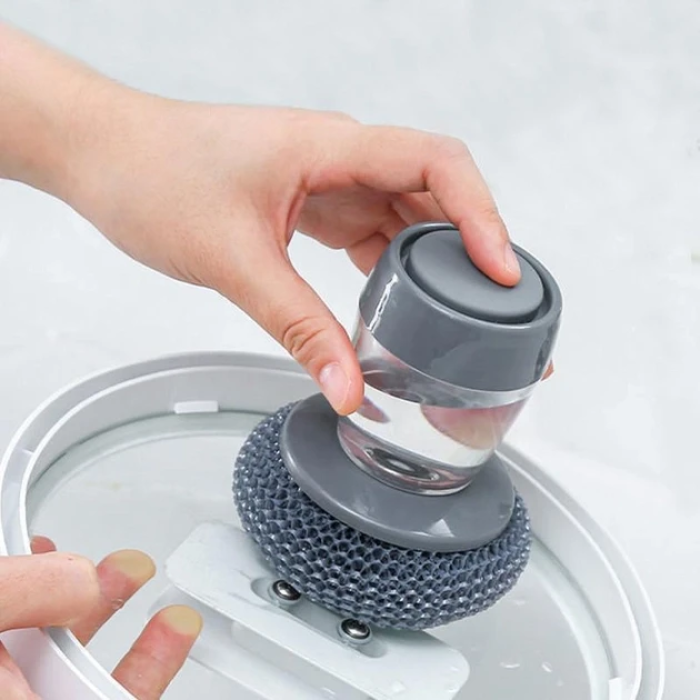 Щетка для мытья посуды с дозатором моющего средства Scrubber Sponge