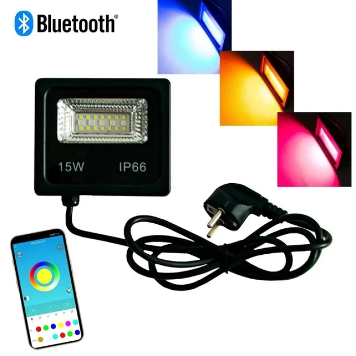 Вуличний світлодіодний прожектор RGB LED Flood Light 15W Прожектор кольоровий з Bluetooth