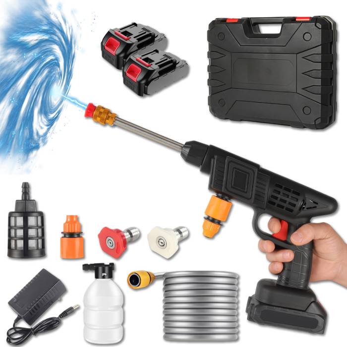 Мойка высокого давления с 2 аккумуляторами Cleaning Gun 1000W для автомобиля