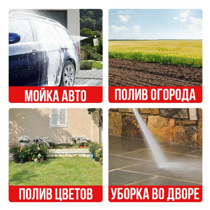 Мойка высокого давления с 2 аккумуляторами Cleaning Gun 1000W для автомобиля
