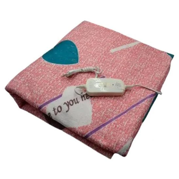 Електричне простирадло Electric Blanket 150х120 см Простирадло з підігрівом рожевого кольору із сердечками