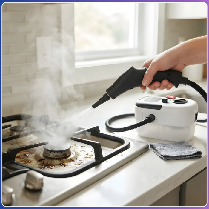 Портативный электрический пароочиститель с высоким давлением Steam Cleaner 2500W Белый С насадками