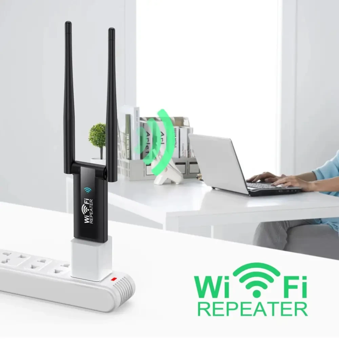 Двохантений бездротовий розширювач діапазону Wi-Fi сигналу USB Ретранслятор-підсилювач WiFi сигналу