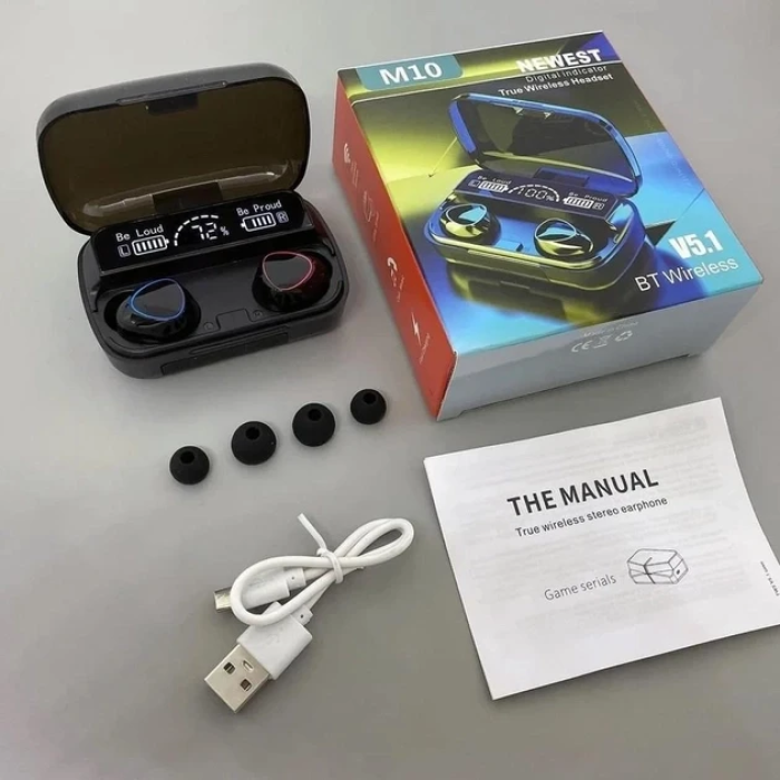 Бездротові вакуумні Bluetooth навушники вкладиші з кейсом M10 MDR BT Навушники з кейсом для заряджання