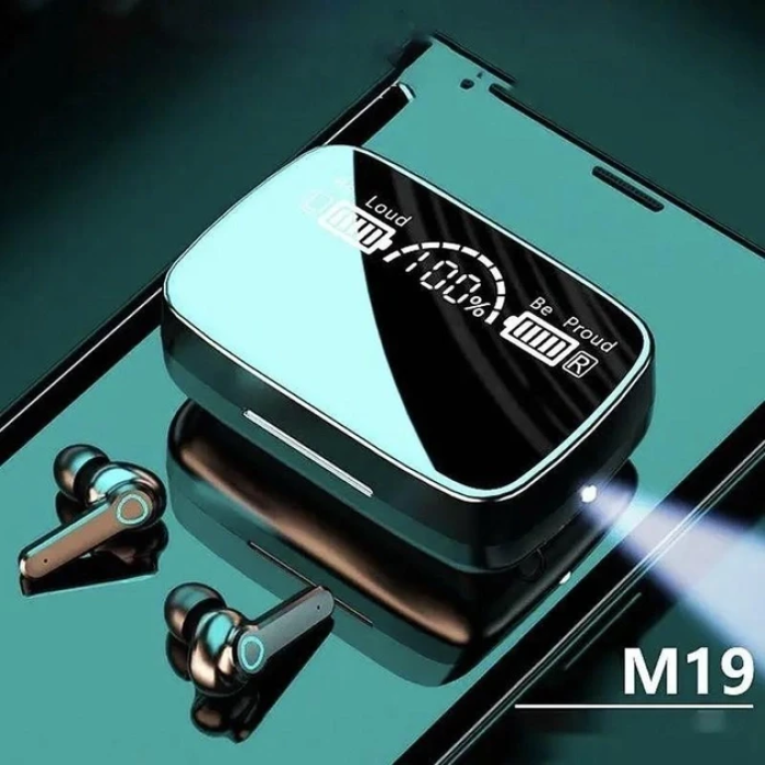 Беспроводные вакуумные Bluetooth наушники вкладыши с кейсом TWS M19 BT Наушники с кейсом для зарядки