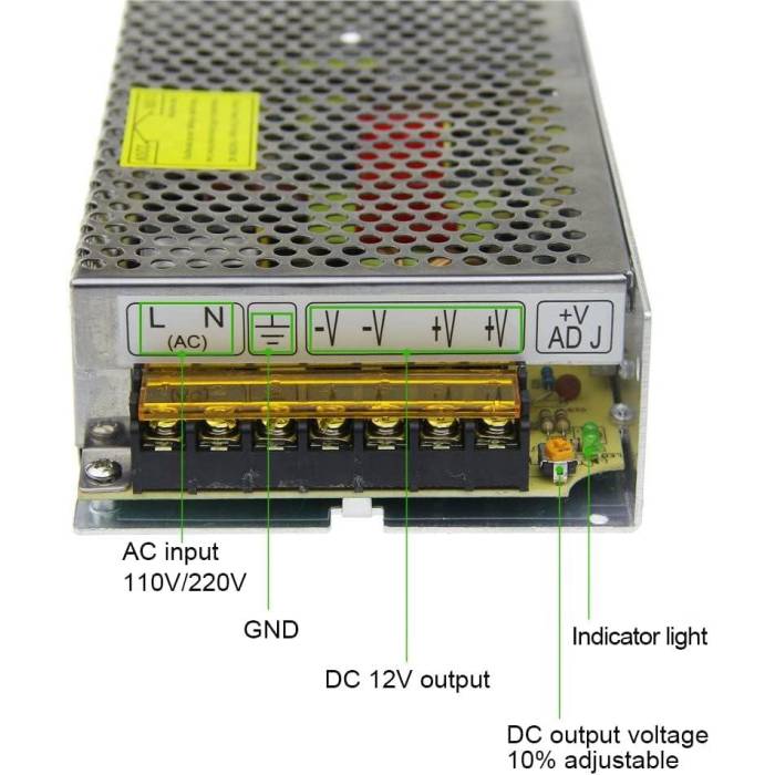 Імпульсний блок живлення Switching Power Supply 12V 10A Блок живлення для LED ламп з пасивним охолодженням