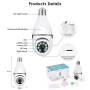 Панорамная камера с датчиком движения WIFI в патрон Е27 PTZ Bulb Camera V380 Камера видеонаблюдения в патрон
