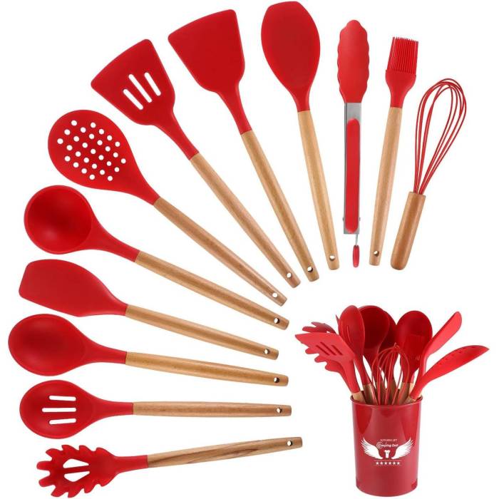 Набір силіконового кухонного приладдя 12 предметів Kitchen Set Кухонний набір з силікону та дерева