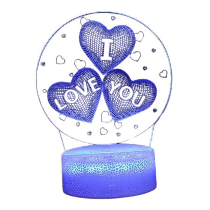 3D Нічник у вигляді серця з написом I Love You Приліжкова лампа LED 7 кольорів
