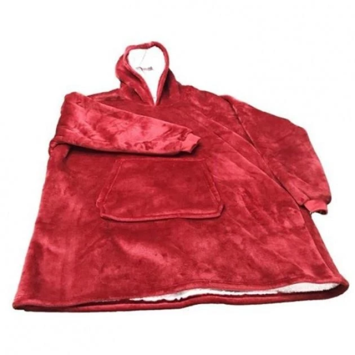 Плед толстовка с капюшоном и рукавами Huggle Hoodie оверсайз Бордовый