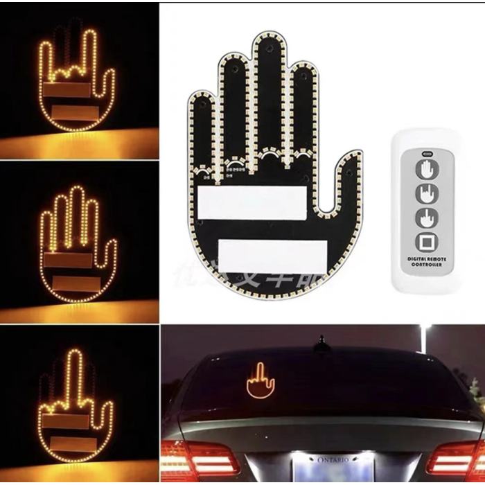 Автомобільна LED табличка долоня на заднє скло з пультом Hand Light Автопідсвічування з 3 режимами