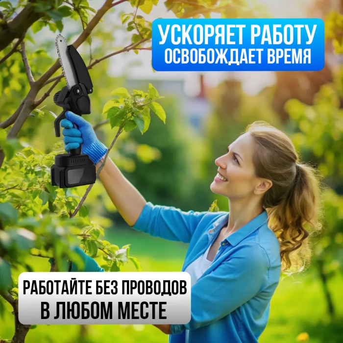 Аккумуляторная цепная пила 6" в чемодане с 2 аккумуляторами 24V