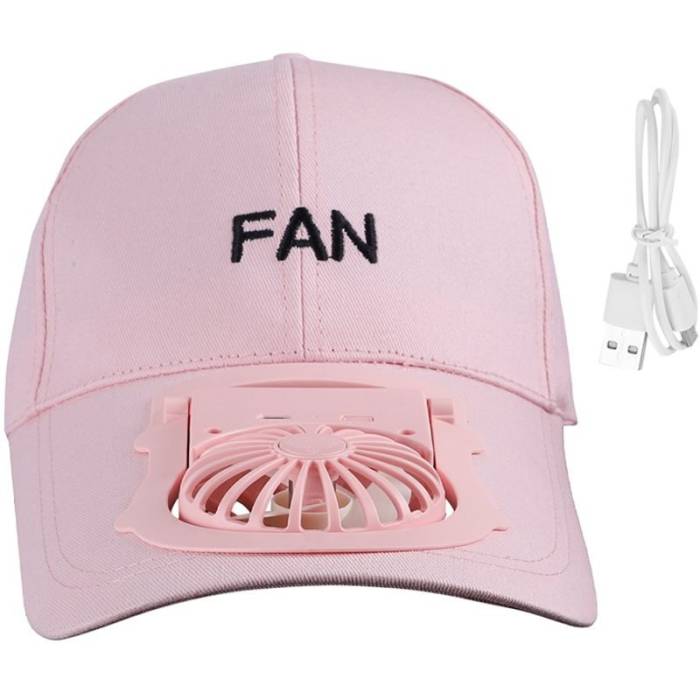 Охолоджувальна сонцезахисна кепка з вентилятором Fan RS-75 Рожевий